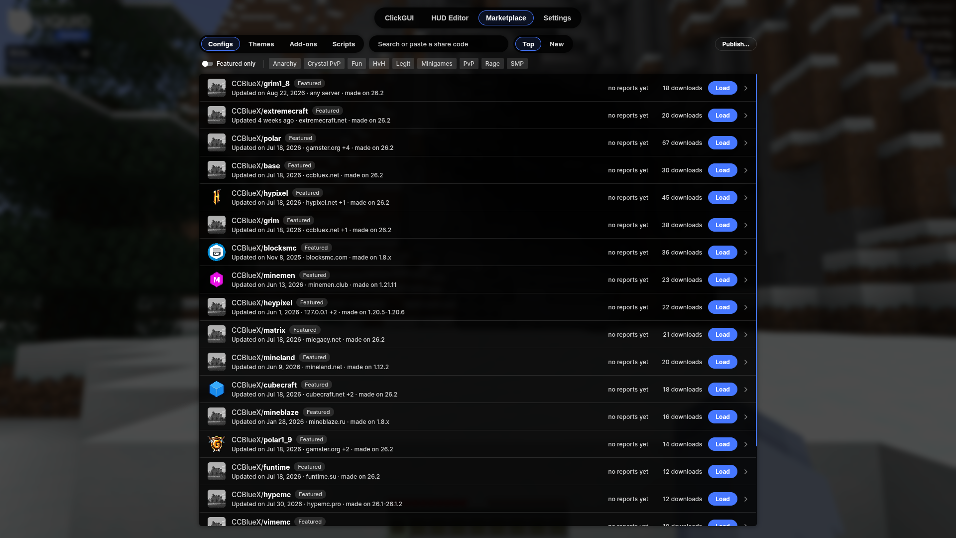 Marketplace tab