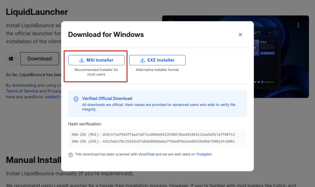 Installer Type Selection