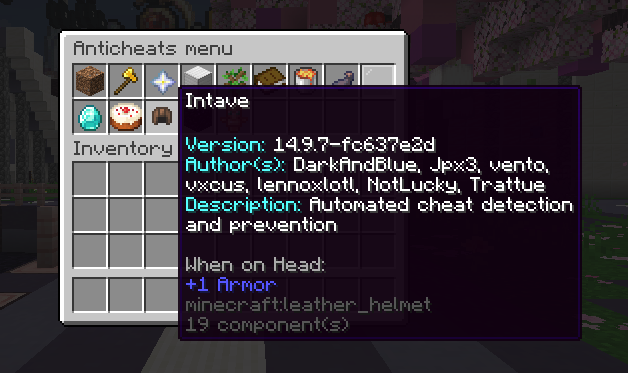 Anti-cheat selection menu