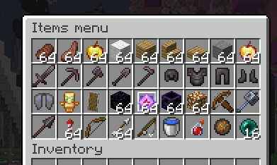 Items menu