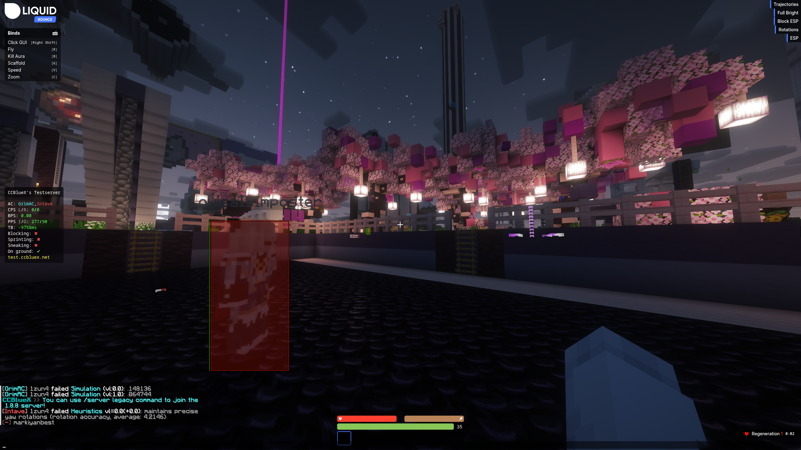 LiquidBounce on the test server